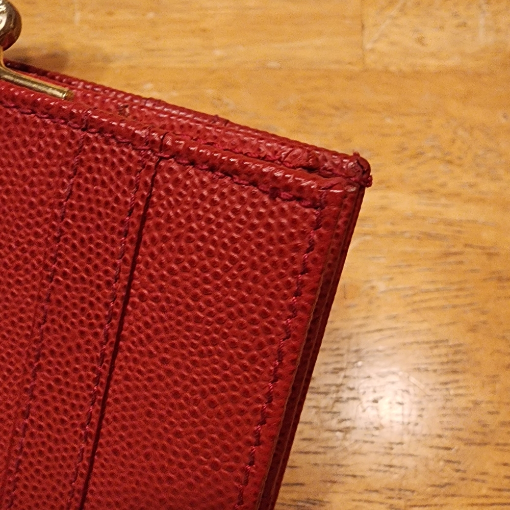 Celine Red Leather Triomphe Compact Wallet with Gold Hardware - Picture 7 of 16